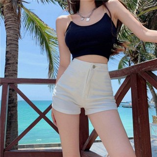 高腰牛仔短褲 女生夏季薄款短褲 緊身性感熱褲 彈性好緊身褲 簡約百搭黑白色 基本款牛仔褲 加大尺碼女裝
