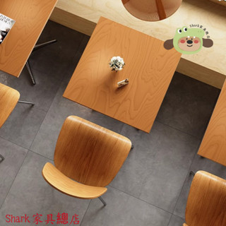 【Shark傢俱】中古風咖啡廳海洋闆桌椅組閤奶茶甜品店商用實木餐桌簡約小方桌子
