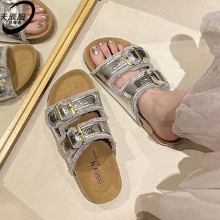 🔥臺灣出貨🔥復古厚底涼拖鞋女夏外穿2025新款鬆糕底防滑高階感百搭勃肯一字拖韓版日系女拖鞋 平底 厚底 外出一字型