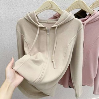 【四季服飾】春秋連帽大學T女百搭修身顯瘦長袖上衣外套