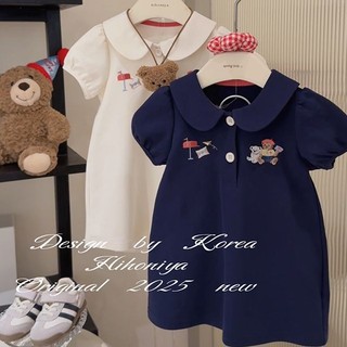 【芭樂兔】童裝2025夏季新款洋氣小熊裙子女童韓版洋氣連衣裙寶寶POLO裙子潮 兒童洋裝 女童連身裙 寶寶洋裝