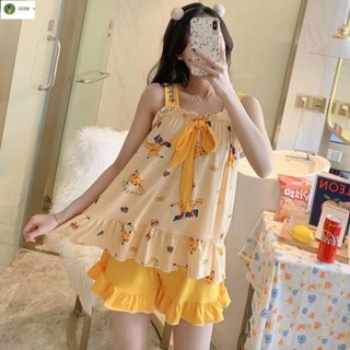 🔥臺灣出貨🔥MIJIU✨【1418人收藏】吊帶睡衣女夏季學生薄款ins風可愛網紅卡通薄款家居服兩件套