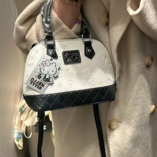 ♥♥臺灣限時低價♥♥【店鋪熱銷】helloKitty黑白系列黑白經典手提斜挎包波士頓枕頭包包貝殼單肩包