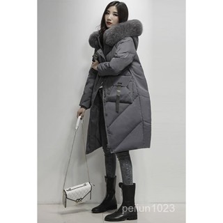 【冪冪生活館】大毛領白鵝絨羽絨服女中長款2025新款韓版過膝時尚連帽寬鬆顯瘦