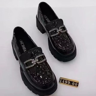 真軟皮底樂福鞋女新款百搭學院風增高單鞋女士厚底鏡面小皮鞋💯免運