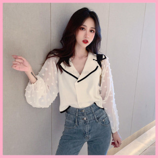 💕最新款式💕特價🚀短版上衣/外套 女/衣服女/長版襯衫/女生上衣/上衣女/防曬外套/女裝/外套/秋裝法式泡泡袖雪紡