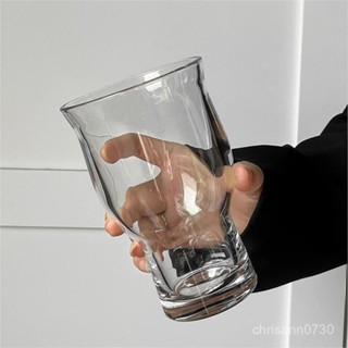 限時優惠 【店鋪熱銷】ins風網紅寬口玻璃杯果汁杯冰美式咖啡杯酒杯啤酒杯飲品飲料杯子