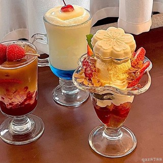 冰淇淋碗 冰淇淋杯 蛋糕杯 杯子蛋糕杯 清庫創意ins冰淇淋甜品杯子高腳布丁玻璃奶昔果汁雪糕冷飲冰激凌
