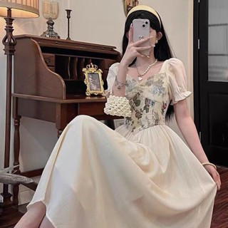 【SEPT·九月】法式迪士尼藍色在逃公主禮服裙油畵宮廷風吊帶連衣裙僊氣超僊森係 僊女裙 連身裙 公主裙