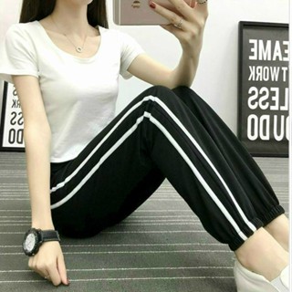 鹿小姐✨S-5XL 大尺碼長褲 休閑長褲 韓版長褲 哈倫褲女運動褲寬松褲子女韓版黑色大尺碼原宿小腳休閑褲 韓國女裝