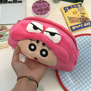 ★優選精品★ins風毛絨蠟筆小新筆袋玫紅色大容量文具筆袋收納包便攜式化妝包