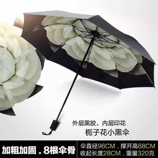 夏日必備小黑傘加厚黑膠防曬防紫外綫遮陽傘折疊晴雨兩用傘女