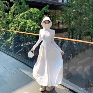 精緻女人生活館💄防曬全身紫外綫長裙衣女連帽外套長款冰絲修身新款夏季收腰