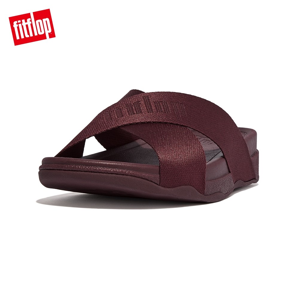 【FitFlop】SURFER WOVENWOVEN編織LOGO交叉涼鞋-男(葡萄紫)