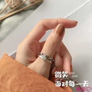 樂淘💖【迷之微笑】仿舊微笑鏈條戒指 仿舊 鏈條戒指飾品 食指戒 中指戒 開口戒 可調戒圍