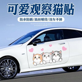 🌟臺灣出貨🌟汽車貼紙卡通觀察貓車貼電動摩托車電瓶車劃痕遮擋遮蓋裝飾車身貼🌟dg8tj4m3t0