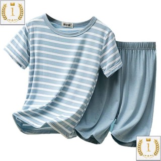 高雄冠軍 男童睡衣 兒童居家服 莫代爾 薄款兒童睡衣 夏季寬松男童夏季居家空調服女孩短袖短褲套裝
