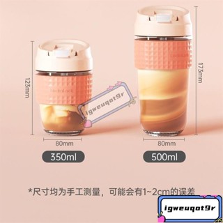 *樂扣樂扣水杯女上班族玻璃吸管杯耐高溫350ml高顏值咖啡杯子擺攤