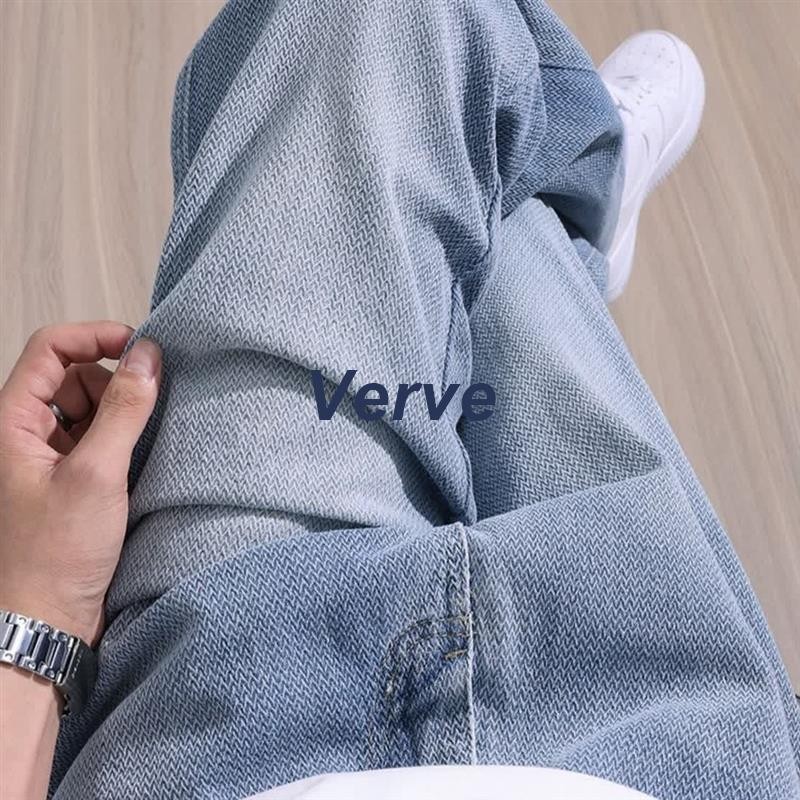 Verve丨美式復古星空紋牛仔褲 男士寬鬆直筒春秋新款潮牌高街水洗闊腿長褲