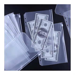 🔥新品特賣🔥A6 活頁夾口袋防水現金預算信封透明 PVC 活頁夾信封拉鍊層壓信封用於現金填充