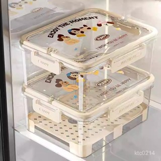 [限時促銷 臺灣熱賣]可愛透明保鮮盒廚房冰箱蔬菜水果餃子食物整理神器密封瀝水收納盒 廚房收納盒