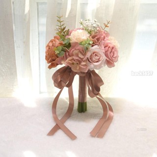 多款式 新娘捧花 仿真花手捧花束韓式鬱金香橙色新娘結婚拍攝道具假花拍照婚慶花藝 登記 婚紗捧花 韓係森係手花爆款