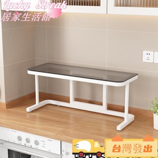 臺灣發出ت調料置物架ت [2萬人收藏]廚房 置物架 臺麵一字闆微波爐架 收納架 烤箱架灶臺調味料儲物架鍋架