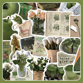 🌸現48h出庫臺灣精品🌸【店鋪熱銷】124張綠色小清新ins風貼紙行李箱個性簡約筆記本電腦平闆防水貼畵小烏優選