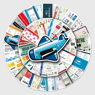 [滿99出貨]52張卡通塗鴉ins風登機牌飛機票行李箱滑板車平板水杯diy裝飾貼紙