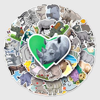 [滿99出貨]50張犀牛創意卡通動物圖案裝飾DIY滑板手機行李箱電動車冰箱貼紙