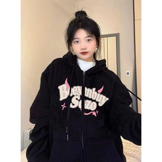 🍏實力爆款！外套連帽外套長袖上衣休閒外套秋冬上衣開衫外套oversize復古外套小惡魔外套女生外套衣服
