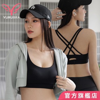 YURUBRA 快感視線內衣 ABCDE罩 交叉 美背 無鋼圈 運動 臺灣製 0735黑