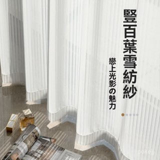 加厚豎百葉白紗 窗簾 透光不透人窗紗紗簾 白色遮光簾 飄窗陽臺客廳隔斷 半遮光落地窗簾紗 北歐隔間簾 雙層掛鉤打洞紗簾
