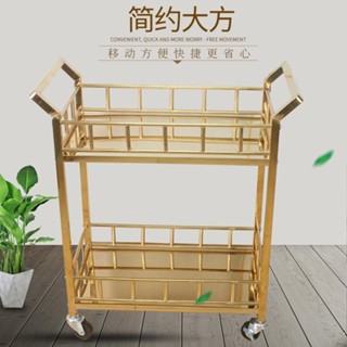 【雅然家居】餐廳酒店不銹鋼鈦金送餐車小推車移動4S點心KTV蛋糕茶酒水服務車