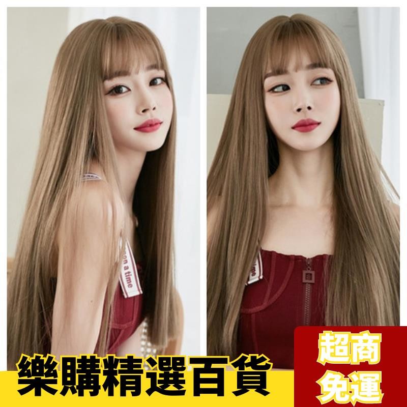 ✨桃園出貨✨史黛西美髮 女長髮全頭套黑長直發 自然空氣劉海整頂髮 逼假髮髮片