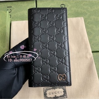 現貨二手 GUCCI 古馳 Guccissima 黑色壓紋logo 對折長夾 錢包 長錢包 錢夾 473920