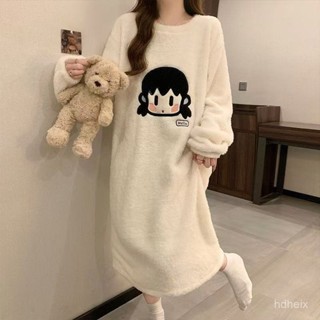 【店鋪熱銷】睡衣女冬季法蘭絨睡裙女秋冬保暖中長款珊瑚絨可愛加厚學生韓版