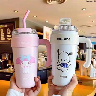 臺灣發貨三麗鷗正版授權水杯 高顏值咖啡杯 女生保溫杯 食品級不鏽鋼辦公室水杯 卡通大容量雙飲吸管杯