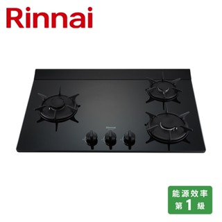 RINNAI 林內 檯面式彩焱玻璃三口爐 左大 RB-L3710G(BL)(NG1)