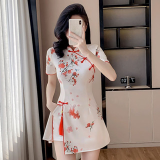 改良式旗袍洋裝 改良式中國服 實拍新款新中式國風時尚套裝小個子旗袍裙 名媛風連衣裙套裝 中國風旗袍洋裝