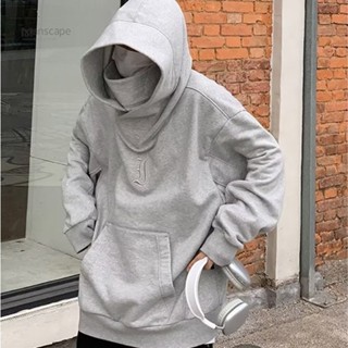 大領帽T男【M-5XL】春秋款 美式高街ins潮牌機能風外套 高領套頭帽衫男女 韓版日系情侶休閒上衣Manscape