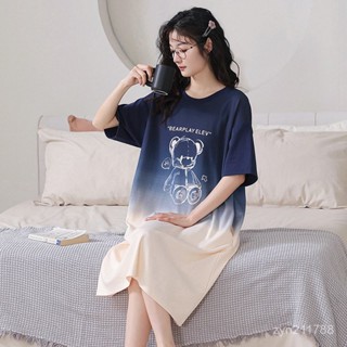夏季睡裙 可愛睡衣 涼感睡裙 家居服 短袖睡裙 卡通睡衣 大尺碼睡衣 夏天長裙家居服 可外穿睡衣 女生睡衣 睡衣裙
