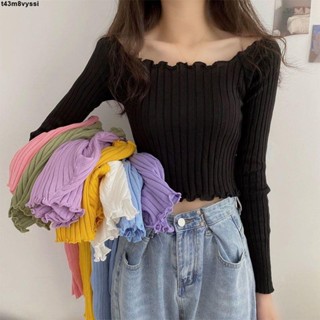 七喜服裝～春秋季新款設計感溫柔風針織衫 女緊身顯瘦短版打底衫上衣潮
