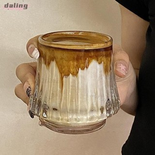 daling 創意美式濃縮咖啡杯澳白拉花拿鐵髒髒杯豎紋家用簡約水杯玻璃酒杯