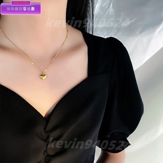18K金色Love愛心吊墜鈦鋼項鍊 Ins風時尚輕奢不鏽鋼女生配飾鎖骨鏈 不褪色