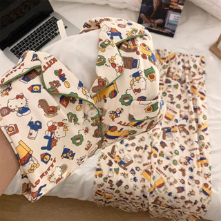 小柴兔~ins風可愛Kitty貓德絨睡衣女冬季加絨加厚保暖日系少女居家服套裝