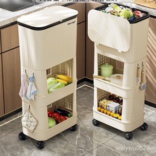 【熱門新品✨】廚房垃圾桶家用大容量滑蓋可移動雙層高款免彎腰專用日式可置物架