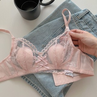 [Heart 心跳]鋼圈內衣 法式蕾絲內衣 超薄內衣女 性感蕾絲內衣 兔耳朵內衣 水晶杯 鋼圈內衣 聚攏內衣 文胸套裝