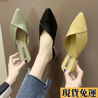 💞低價免運💞夏季新款包頭半拖鞋女時尚外穿尖頭粗跟試衣鞋百搭低跟網紅涼拖鞋
