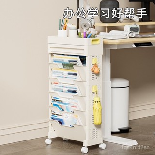 【BBQ】可移動書架落地帶輪敎室桌麵課本收納架門後大容量多層夾縫置物架